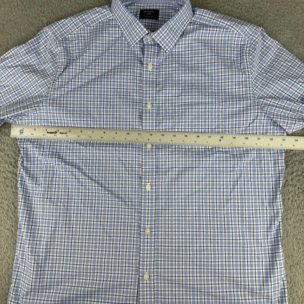 Untuckit Mens Long Sleeve Button Shirt Plaid Collared Business Casual Top Large